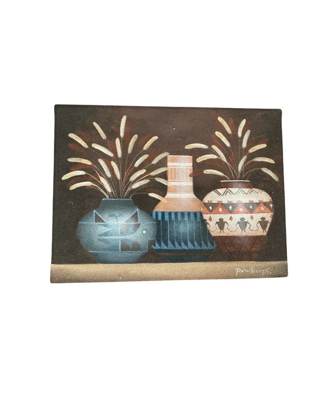 Vintage 80’s Still Life Southwestern Sand Painting